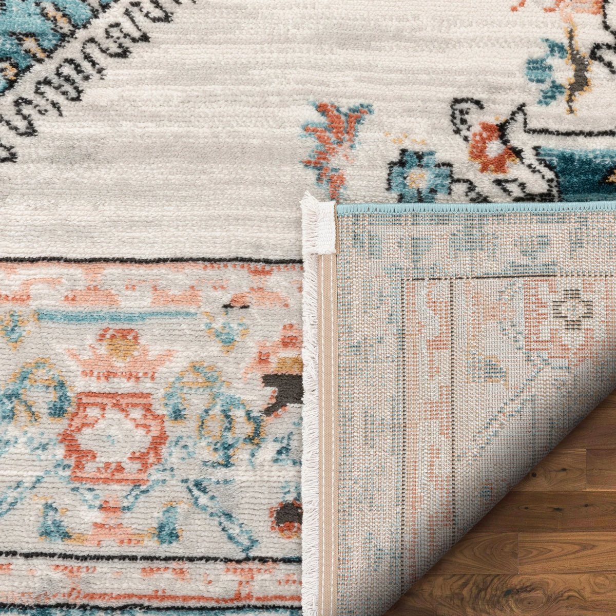 Blue Ivory Vintage Oriental Medallion Area Rug D87686