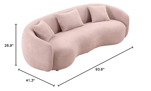 Brown Boucle Fabric 3-Seat Curved Sofa T2074