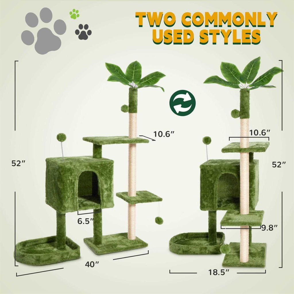 52in Cat Tree with Scratching Posts Plush Perch V1731