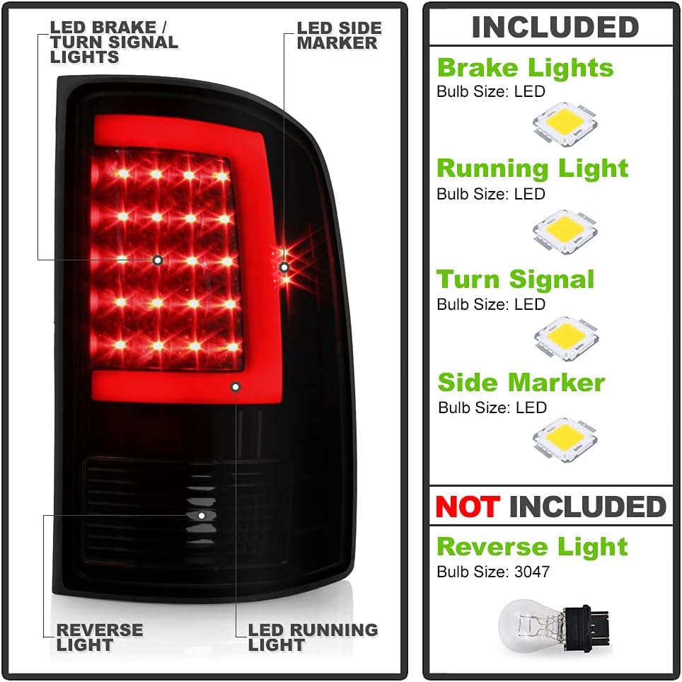 Black Smoke LED Tail Lights J6468