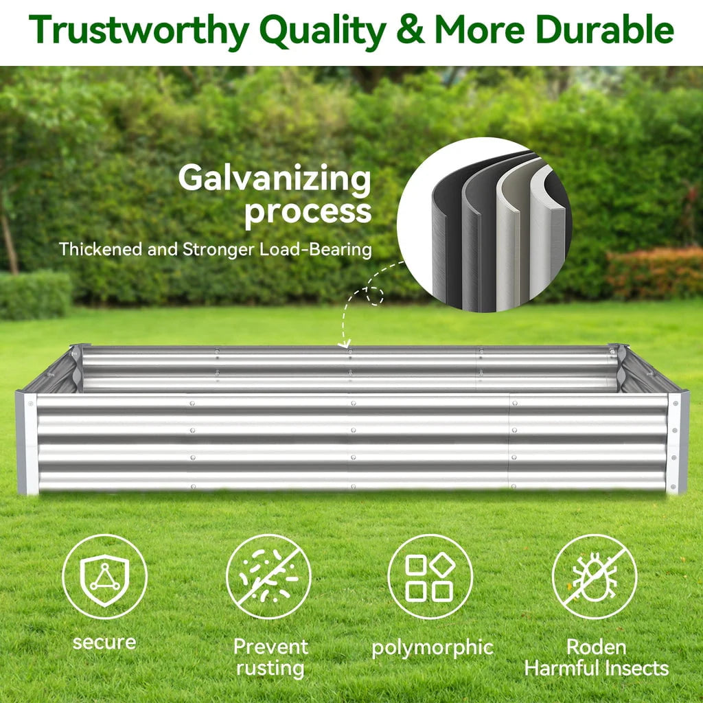 9x3x1 ft Galvanized Raised Garden Bed 2 Pack N983824