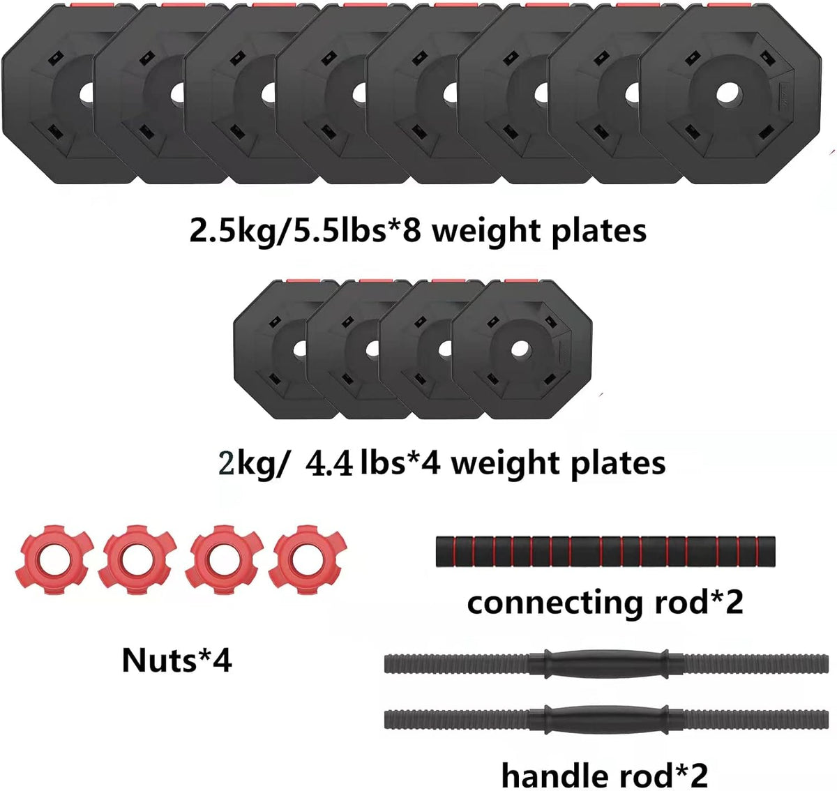 Adjustable Dumbbells with Connecting Rod, Pack of 2 R8143
