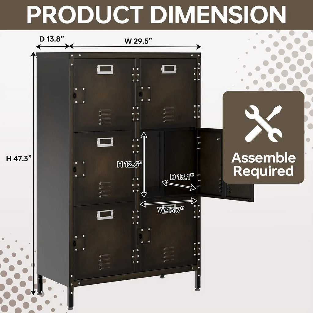 Metal Storage Locker with 6 Compartment Lockable Doors E718995