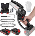 Mini Chainsaw 4-Inch Cordless Chain Saw 24V Battery Powered with Safety Lock, 2 Batteries 2 Chains Pack of 2 F38777