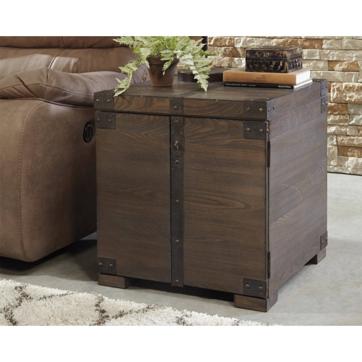 Grayish Brown Square End Table I101