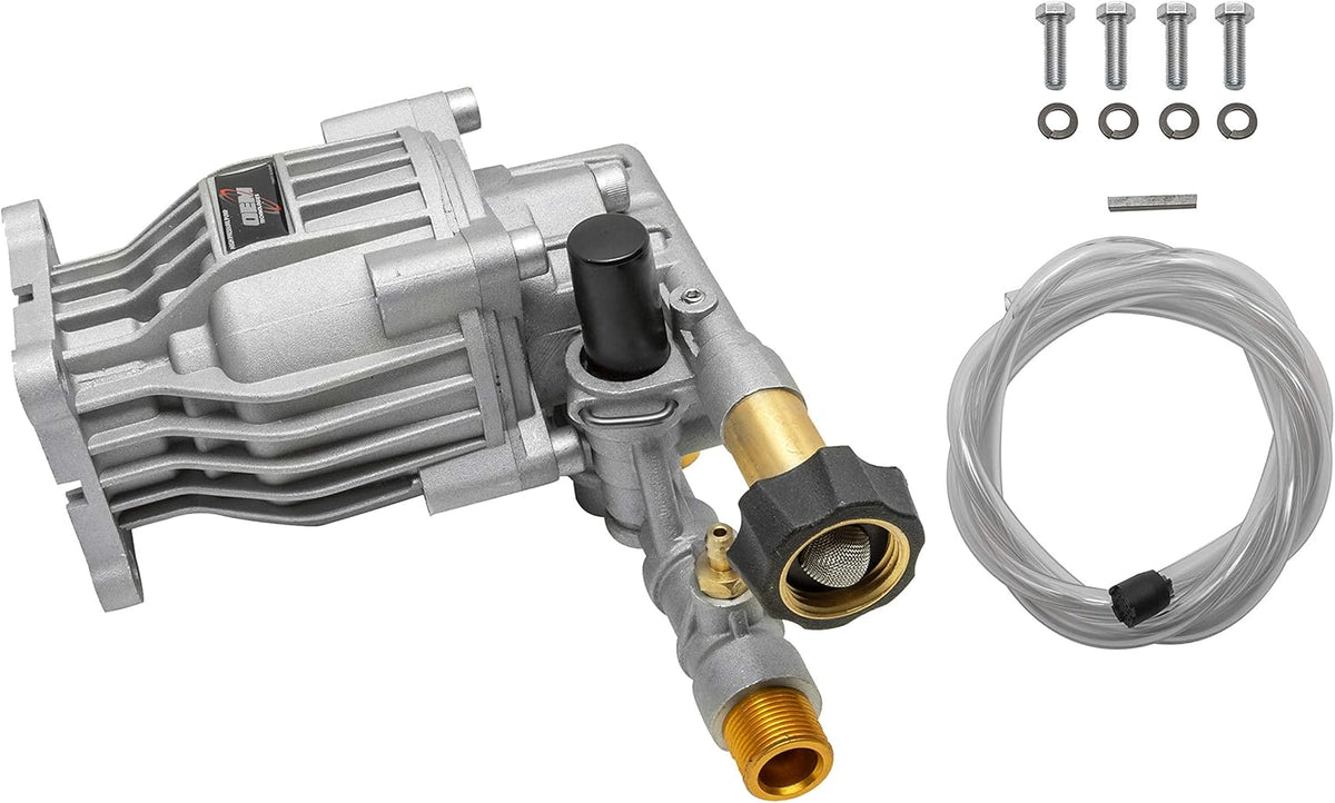 Horizontal Axial Cam Replacement Pressure Washer Pump Kit, 3300 PSI, 2.4 GPM, 3/4 Shaft, Silver R200