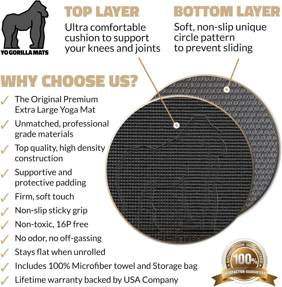 Large Yoga Mat 7' x 5' x 8mm Non-Slip Exercise Mat N1029