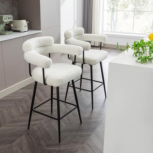 Beige Fabric Swivel Counter Stools Set of 2 with Metal Leg J67410