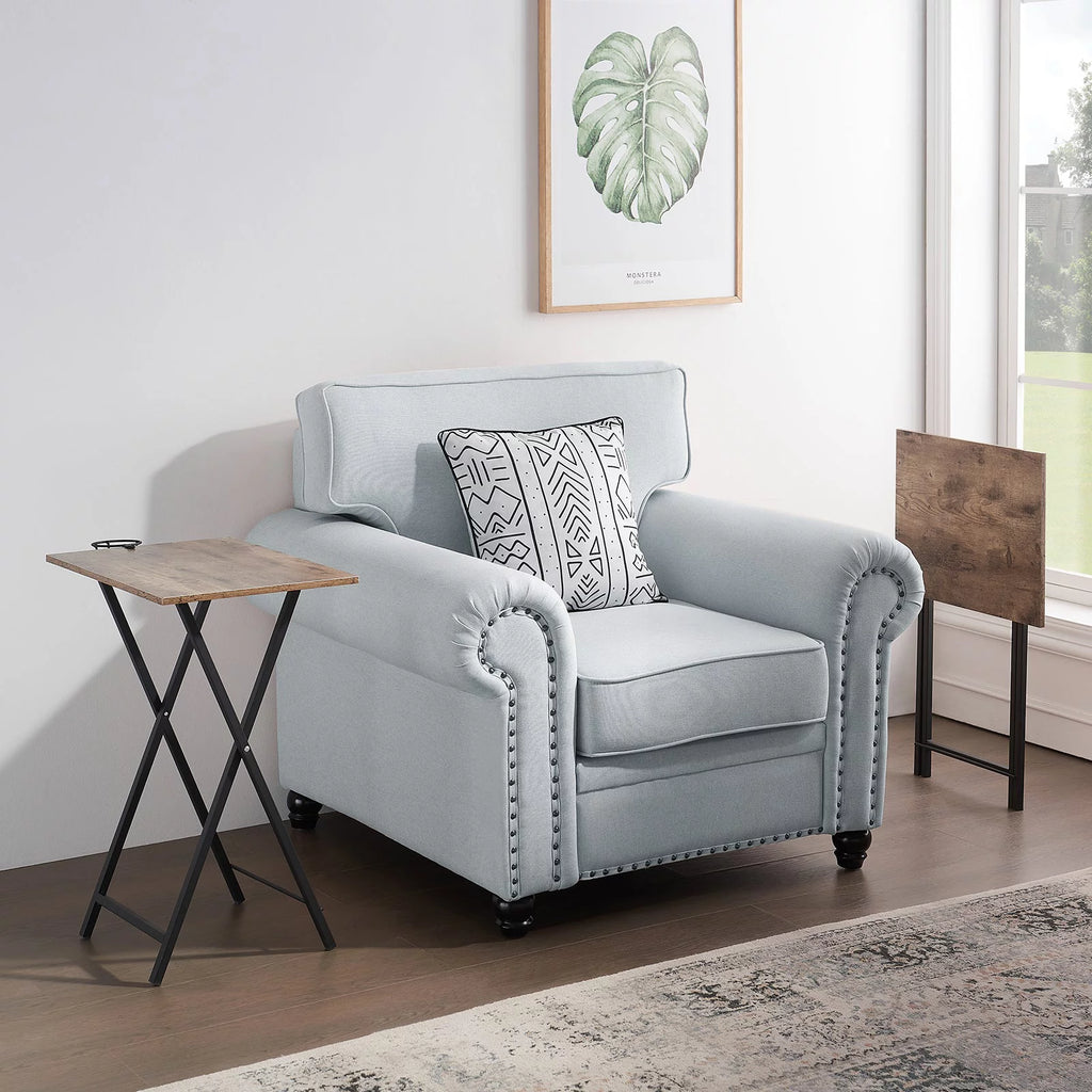 Set of 2 Folding TV Tray Table with Cup Holder Grey O922029