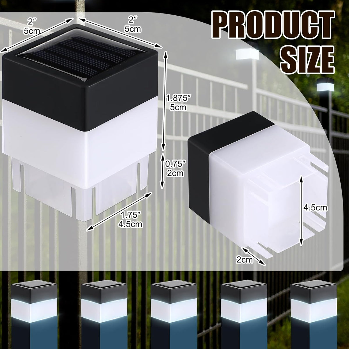 20 Pack Solar Fence Post Cap Lights 2 x 2 Inches White Light W955614