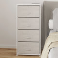 White Metal Frame 4 Gray Fabric Drawers Dresser U658