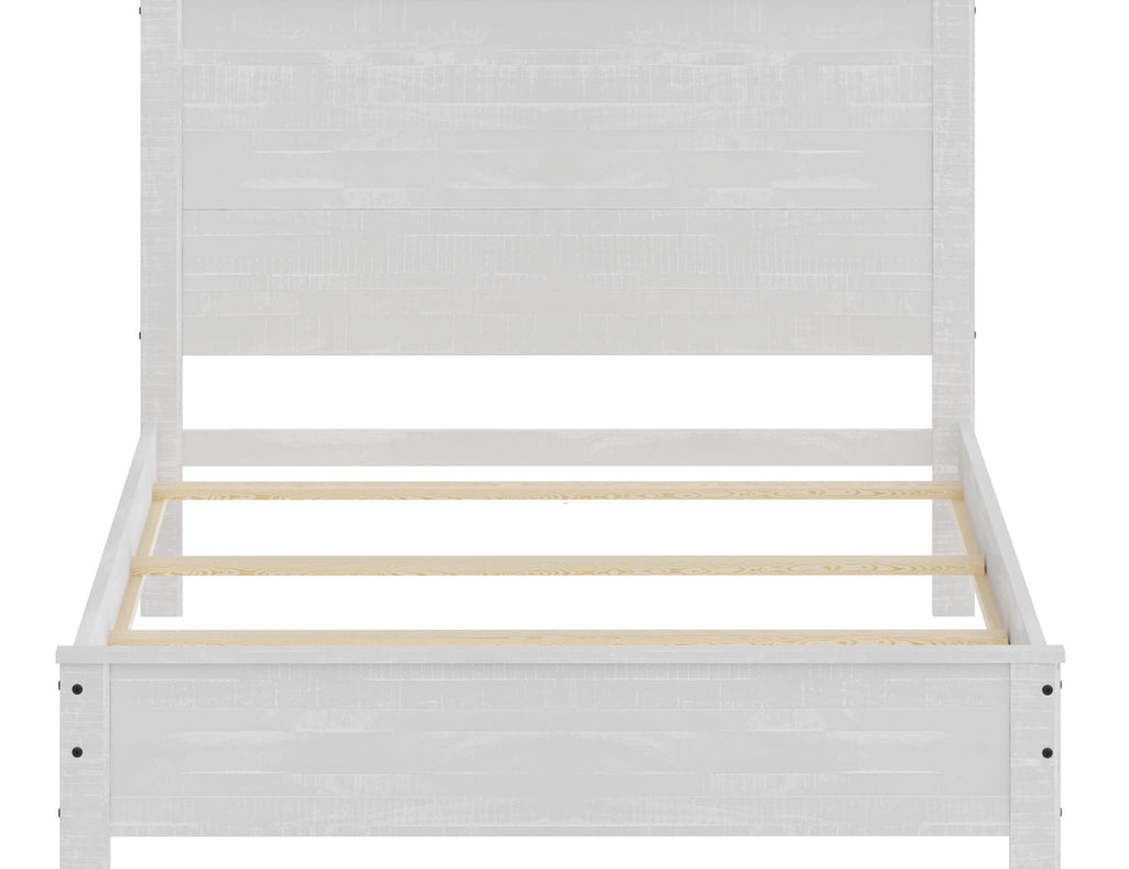 White Solid Wood Full Size Bed Frame Y7019