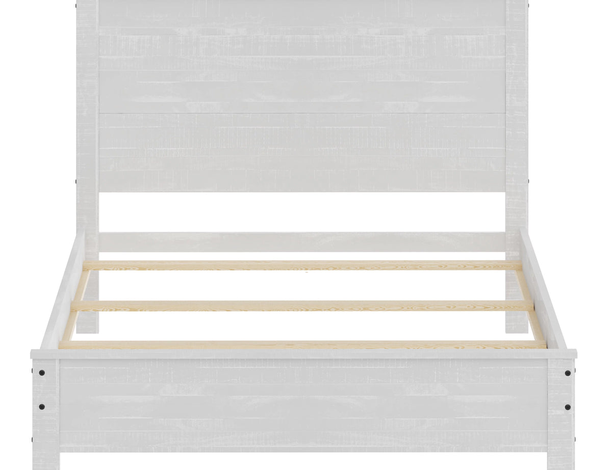 White Solid Wood Full Size Bed Frame Y7019