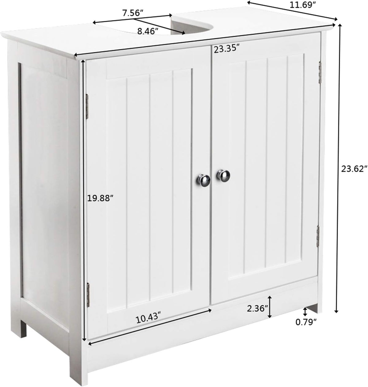 White Floor Pedestal Bathroom Storage Cabinet with 2 Doors H753