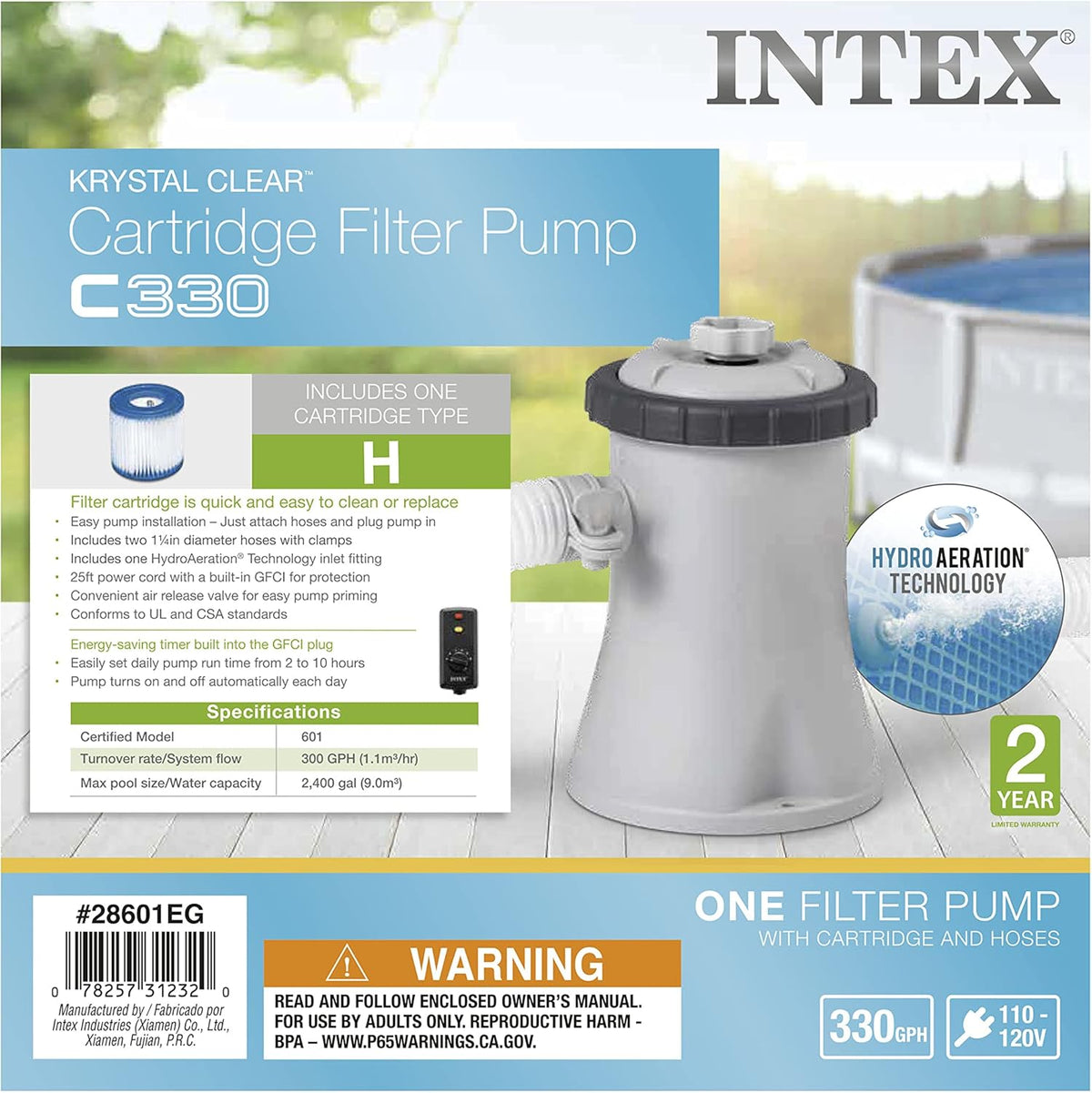 Cartridge Filter Pump for Above Ground Pools, 1000 GPH, Pack of 2 J6033