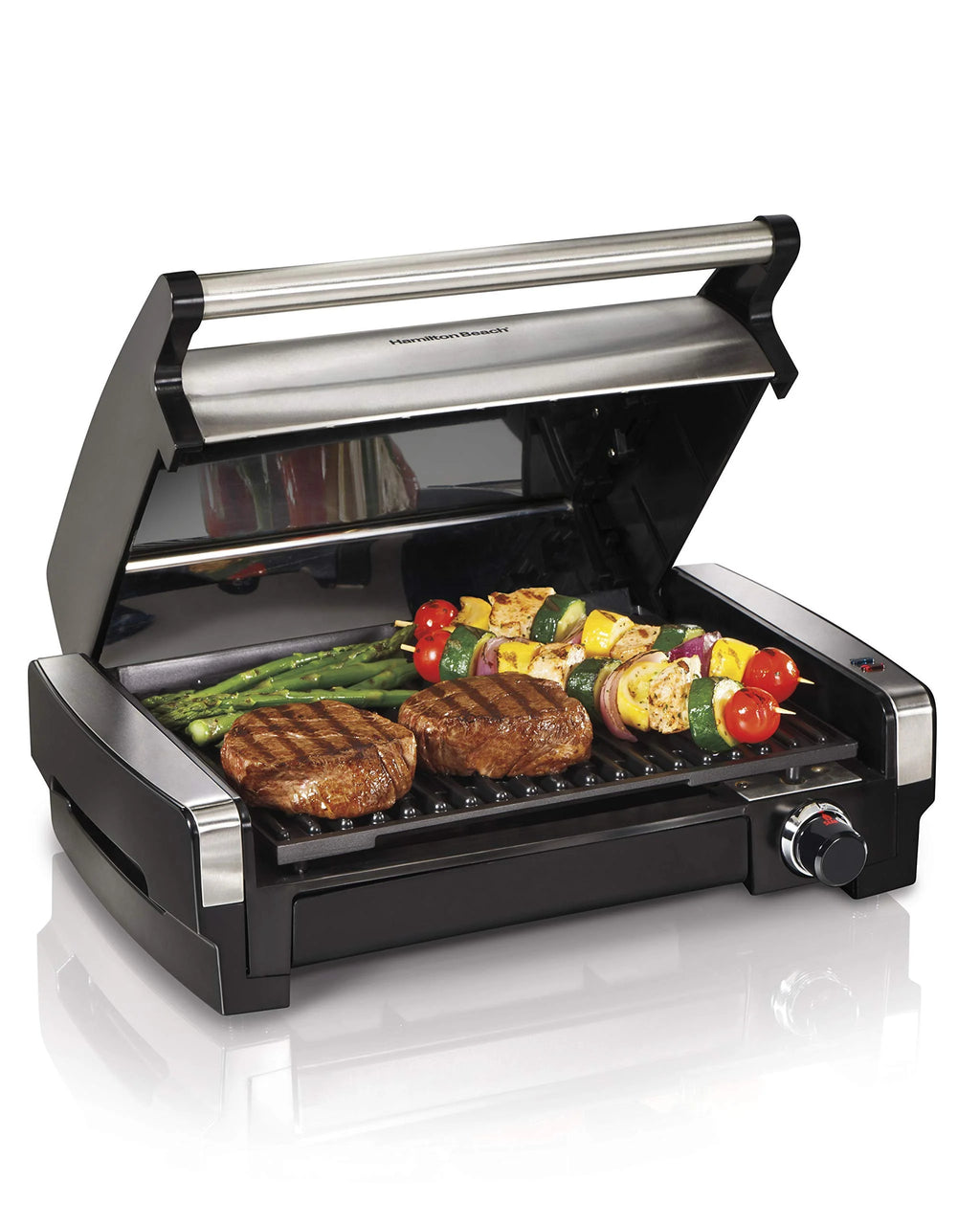 Electric Indoor Searing Grill with Adjustable Temperature Control, Removable Nonstick Grate, 118 sq. in. Surface, Stainless Steel R81588