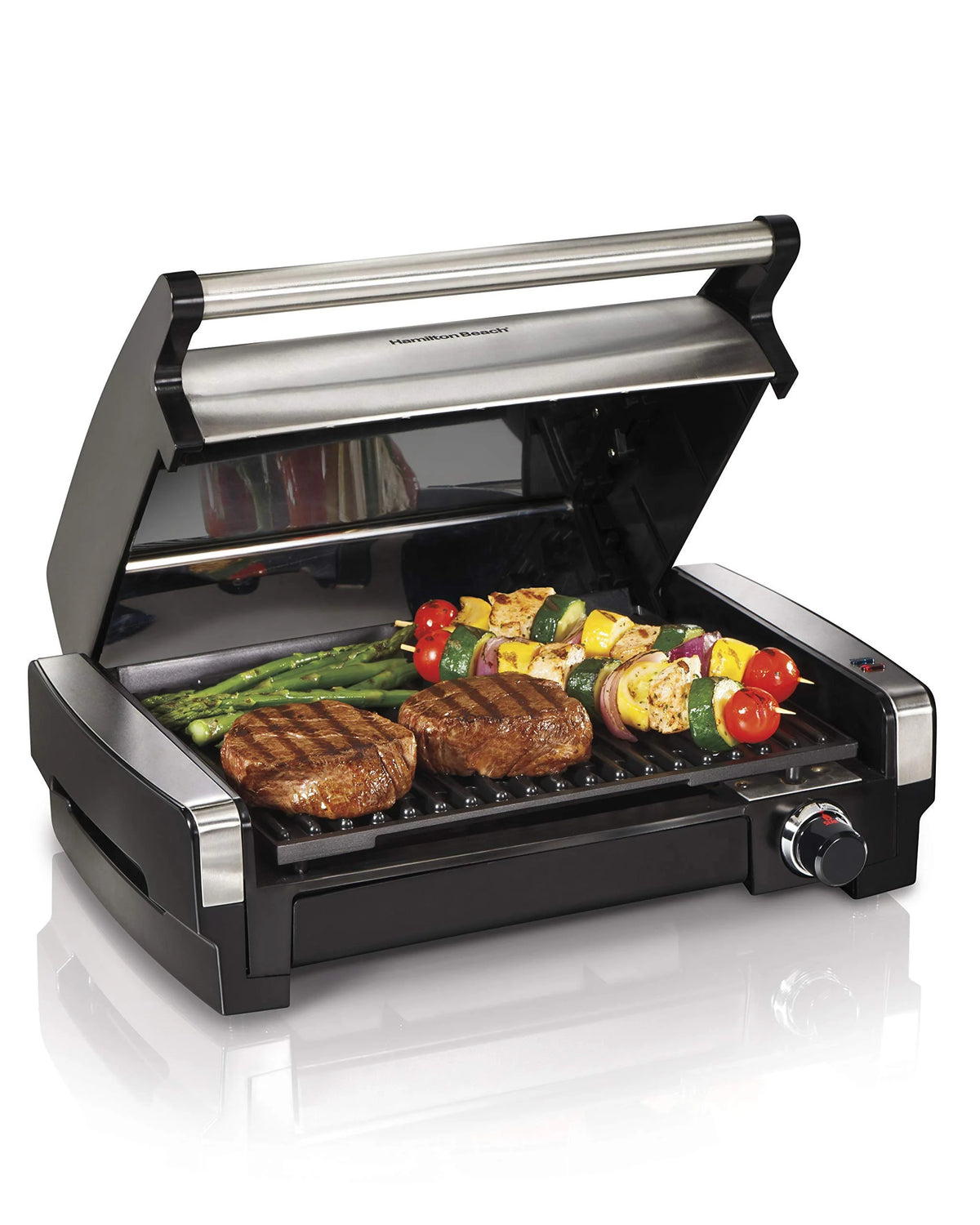 Electric Indoor Searing Grill with Adjustable Temperature Control, Removable Nonstick Grate, 118 sq. in. Surface, Stainless Steel R81588