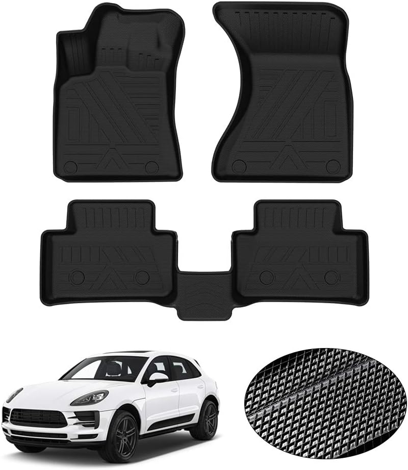 Custom Fit All Weather Floor Mats 1st & 2nd Row Black Non-Slip Y192