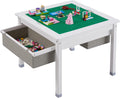 White Wooden Kids Table with Storage Drawers N142