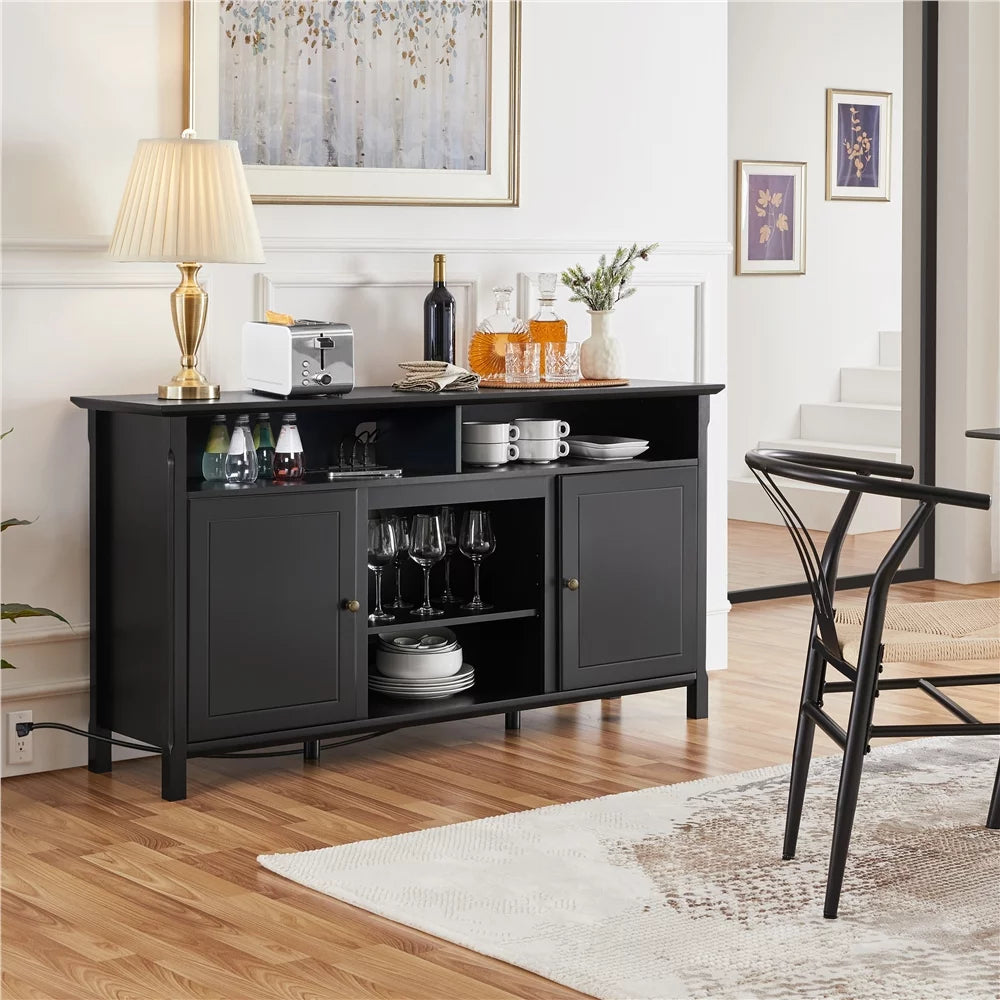 Black TV Stand with Power Outlet D42427