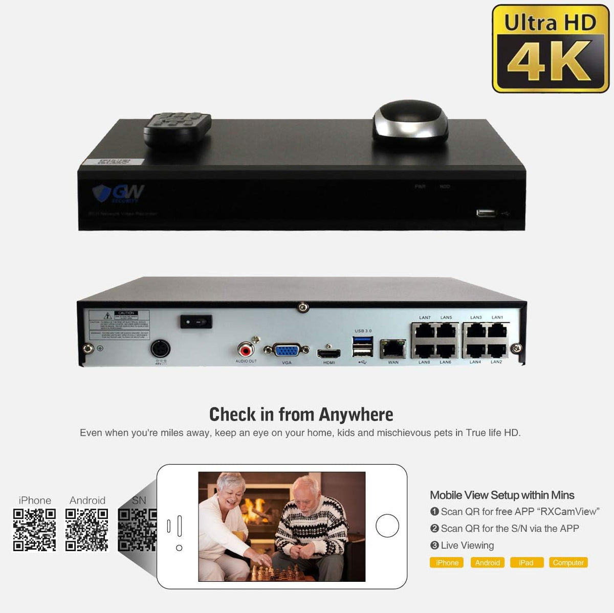 4K AI IP Bullet Security Camera System with 8CH NVR and 2TB Hard Drive H2895