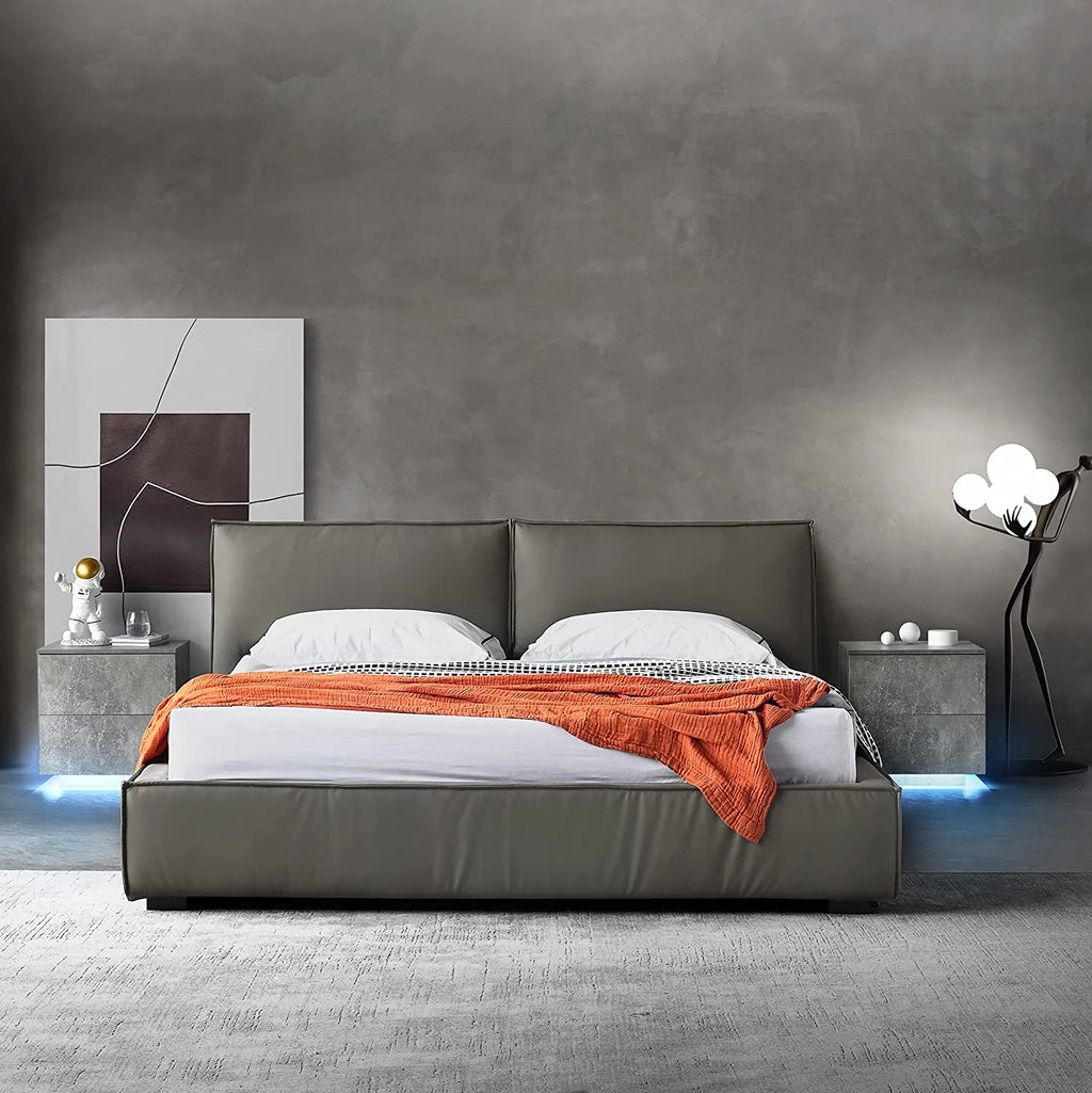 LED Nightstand Bedside Table Set Of 2 with 2 Drawers B67790