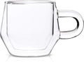 Clear 4Oz Double Walled Glass Espresso Cups with Handles L71590