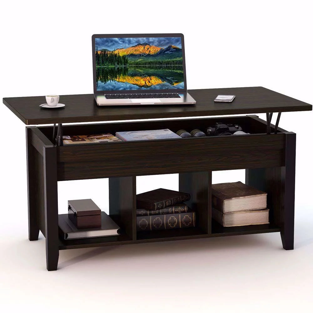 Lift Top Coffee Table with Hidden Storage and Lower Shelf V341