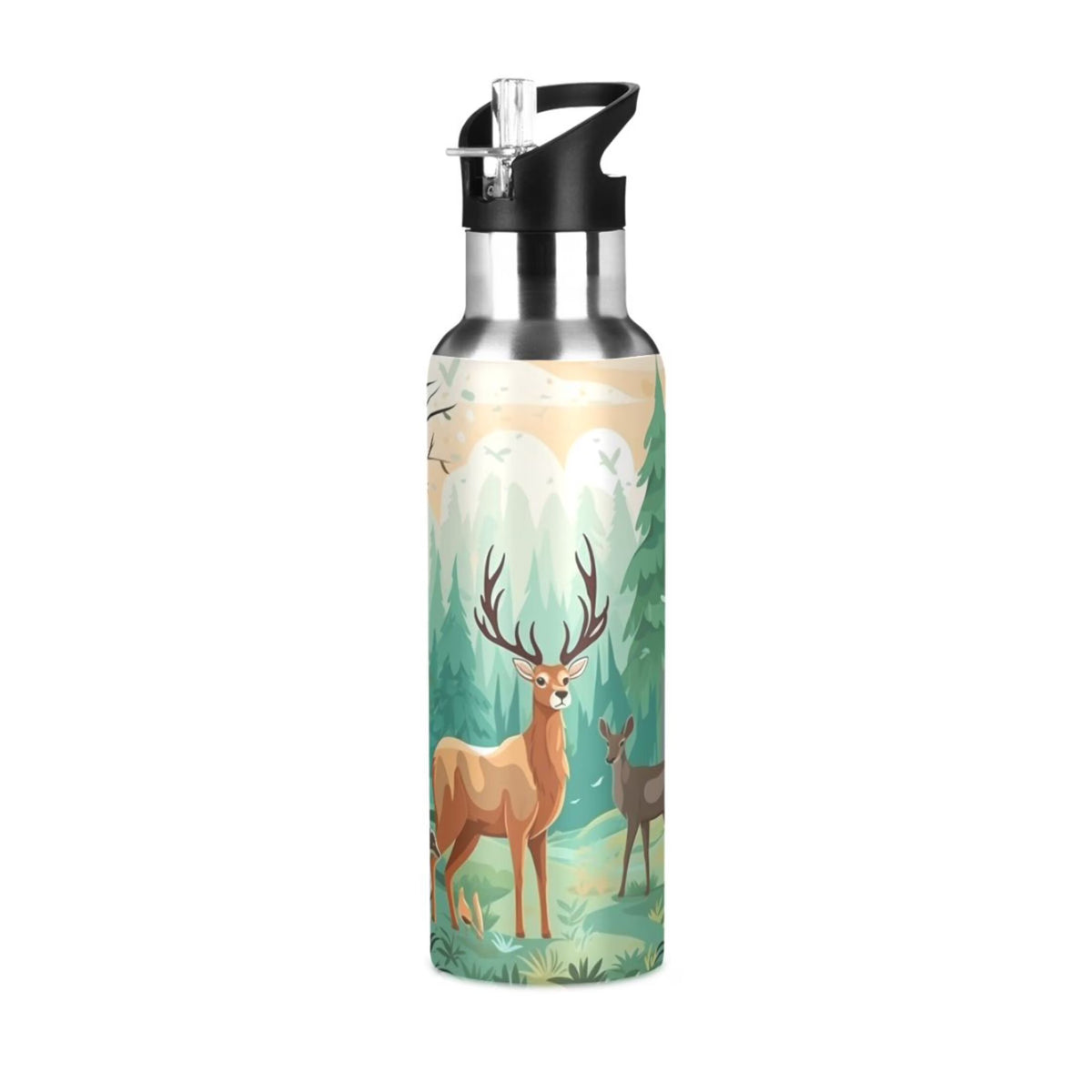 Insulated Thermos Kids Stainless Steel Bottle with Straw Lid Flask, 20 oz Y49907