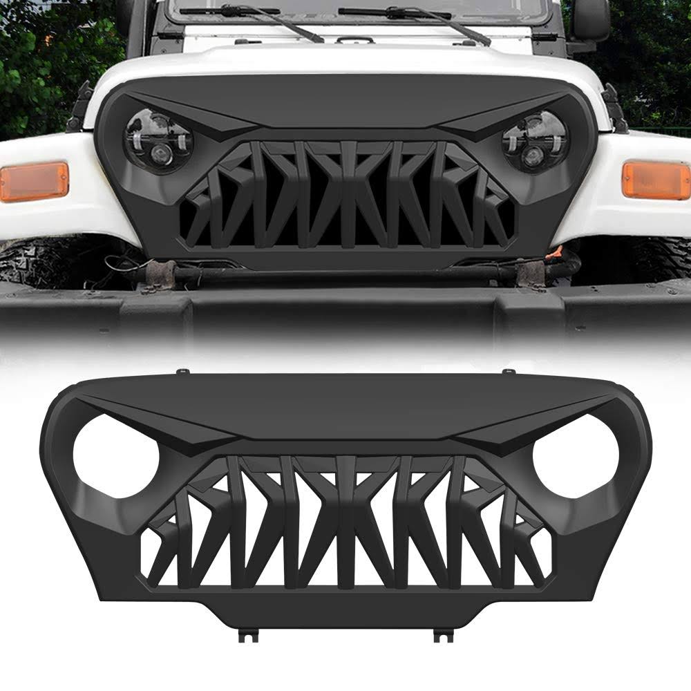 Matte Black Front Shark Grill for Jeep Wrangler TJ O44141