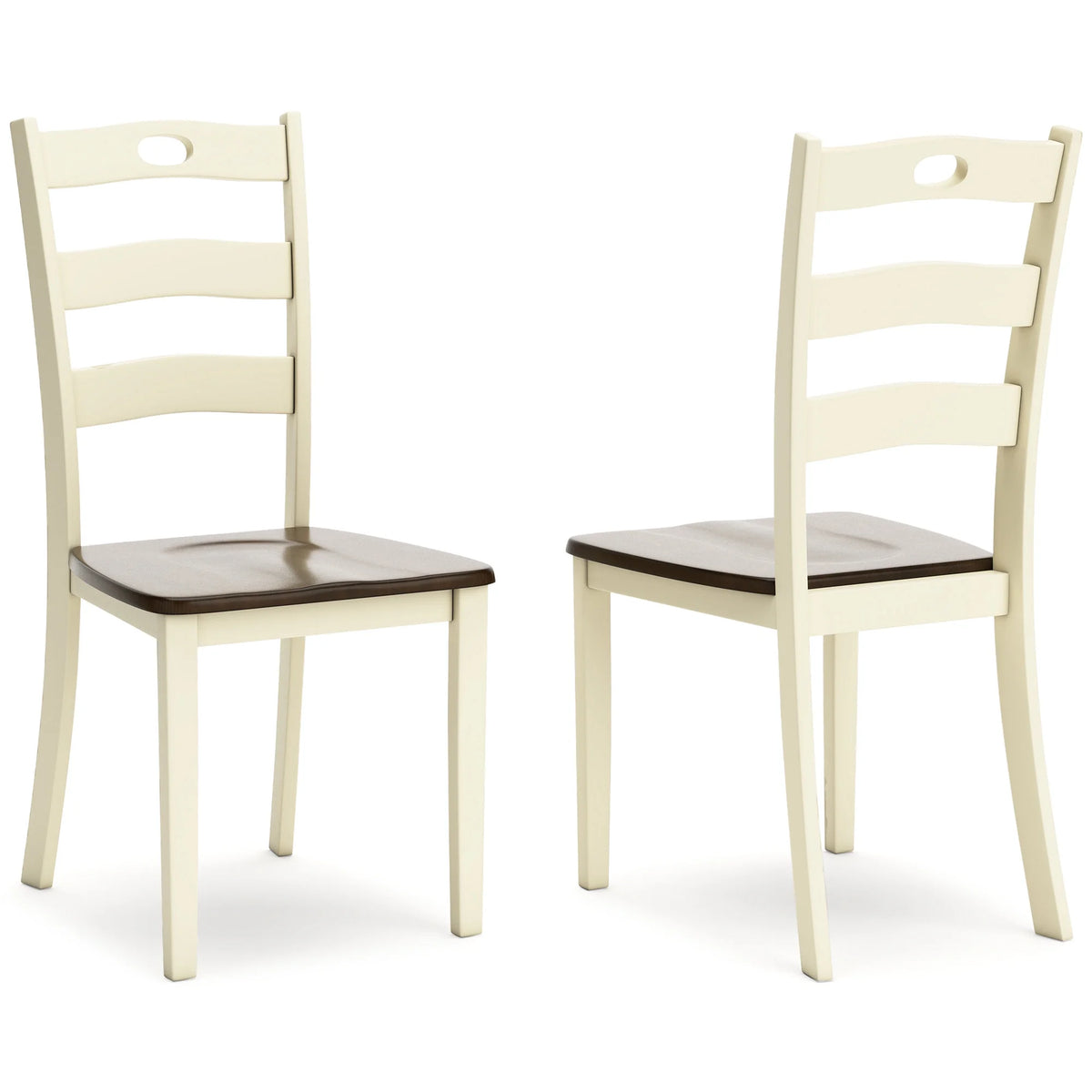 Cream & Brown Ladderback Dining Chair, Set of 2 L78131