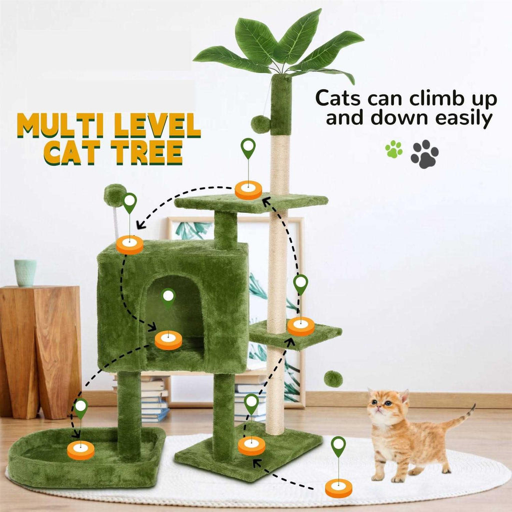 52in Cat Tree with Scratching Posts Plush Perch V1731