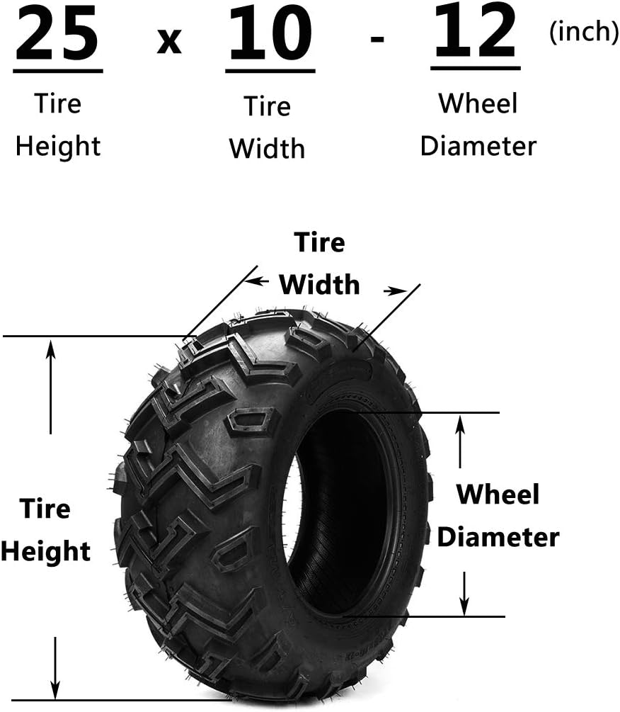 Set of 2 25x10-12 Rear ATV UTV Tires 6 Ply Rating M288
