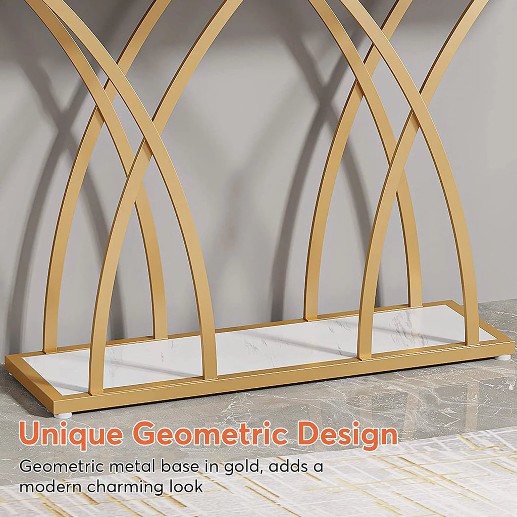 55" Gold Faux Marble Console Table D67493