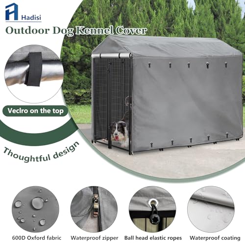 Black Waterproof Outdoor Dog Kennel Cover with PVC Window and Mesh N18415