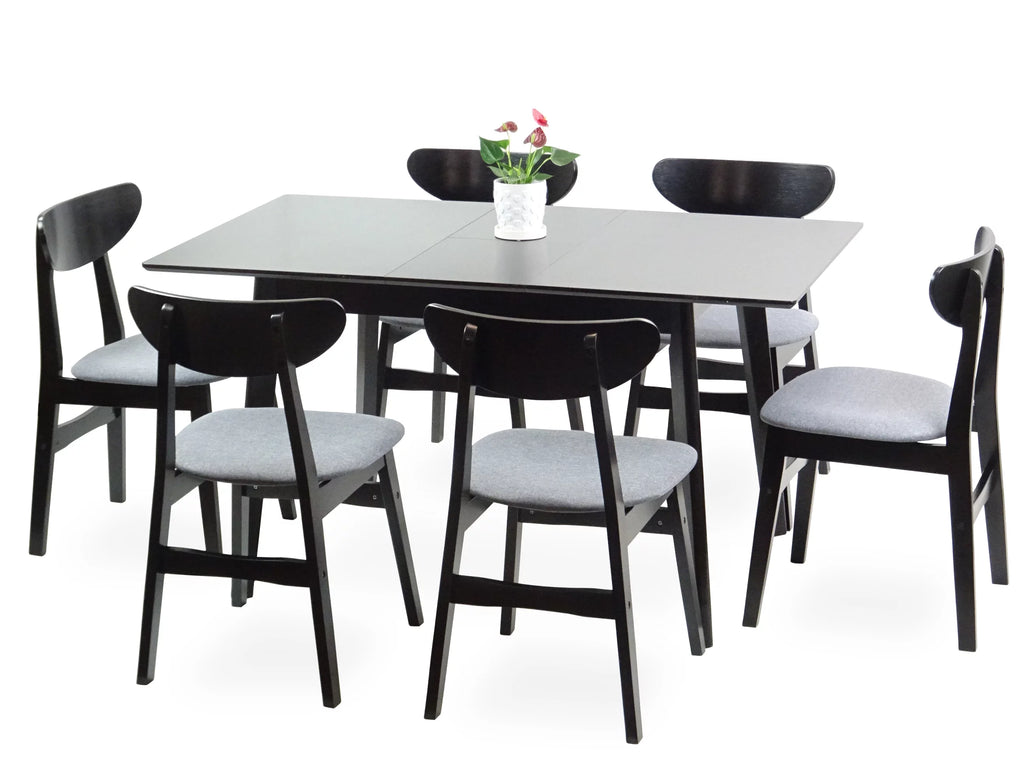Set of 6 Padded Seat Chairs and Extendable Dining Table M760233