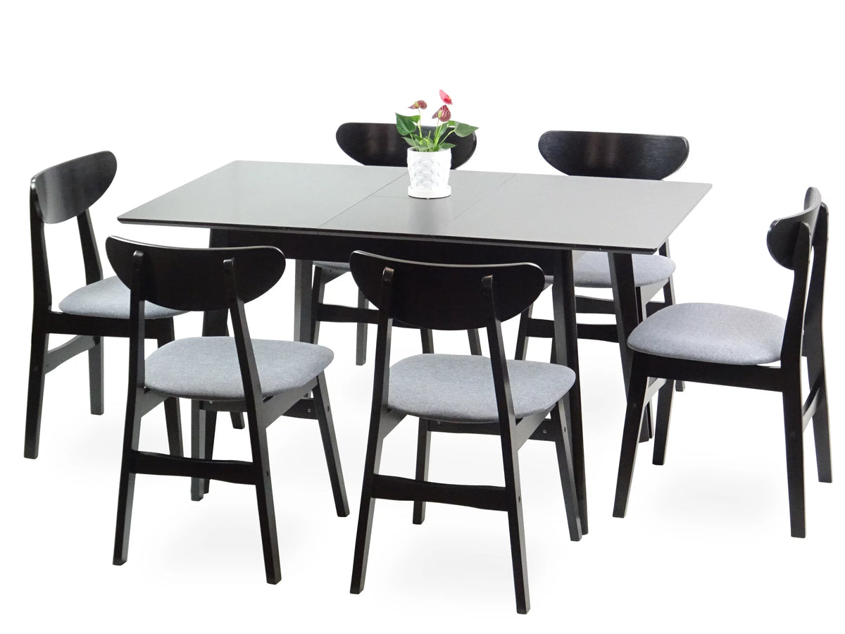 Set of 6 Padded Seat Chairs and Extendable Dining Table M760233