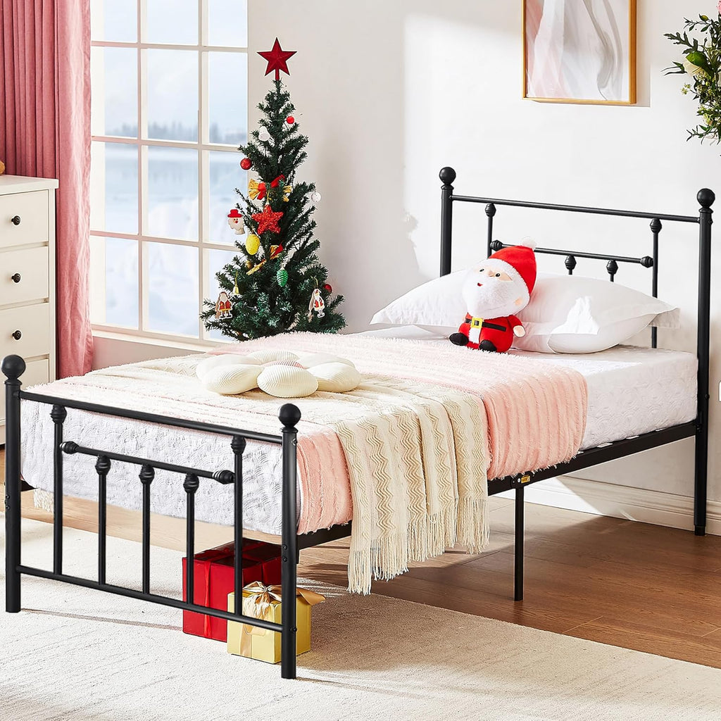 Twin Size Metal Platform Bed Frame with Headboard and Footboard A688