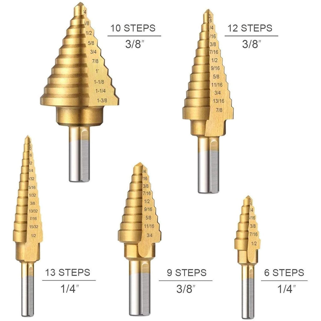Step Drill Bit Set with Automatic Center Punch, 50 Sizes, 2 Pack L6485
