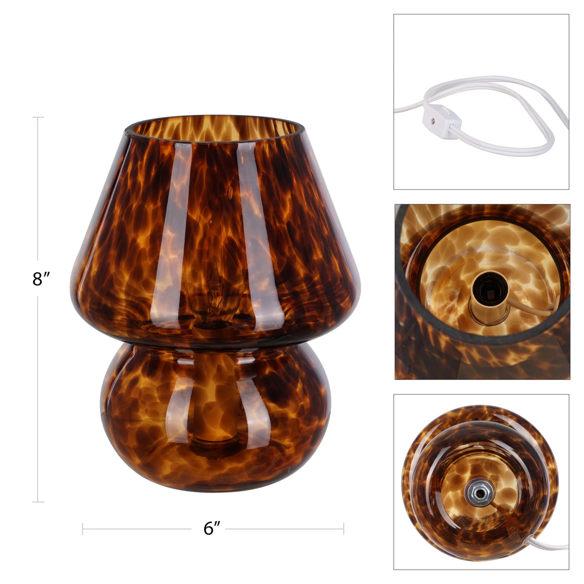 Brown Tortoise 8" Glass Mushroom Lamp L540044
