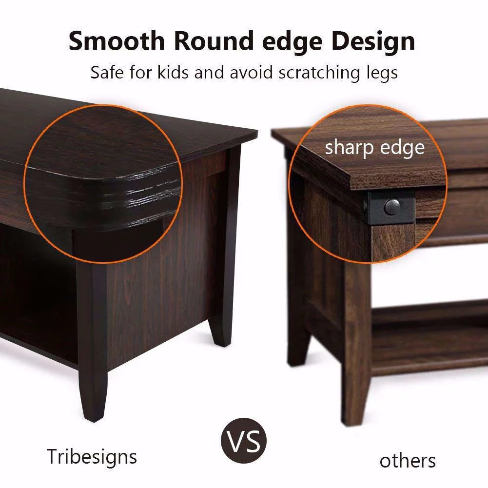 Lift Top Coffee Table with Hidden Storage and Lower Shelf V341