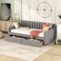 Velvet Gray Upholstered Daybed with 2 Storage Drawers X718