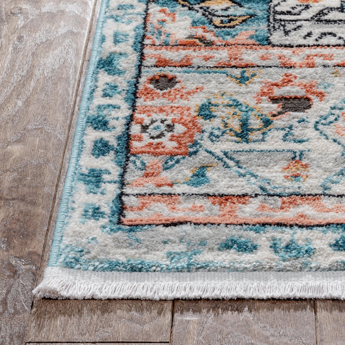 Blue Ivory Vintage Oriental Medallion Area Rug D87686