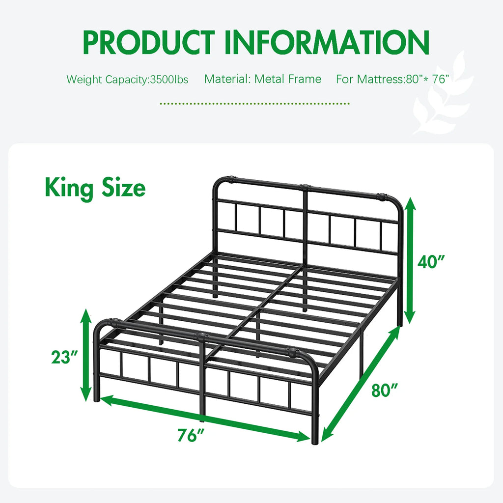 King Bed Frame with Headboard and Footboard L19781