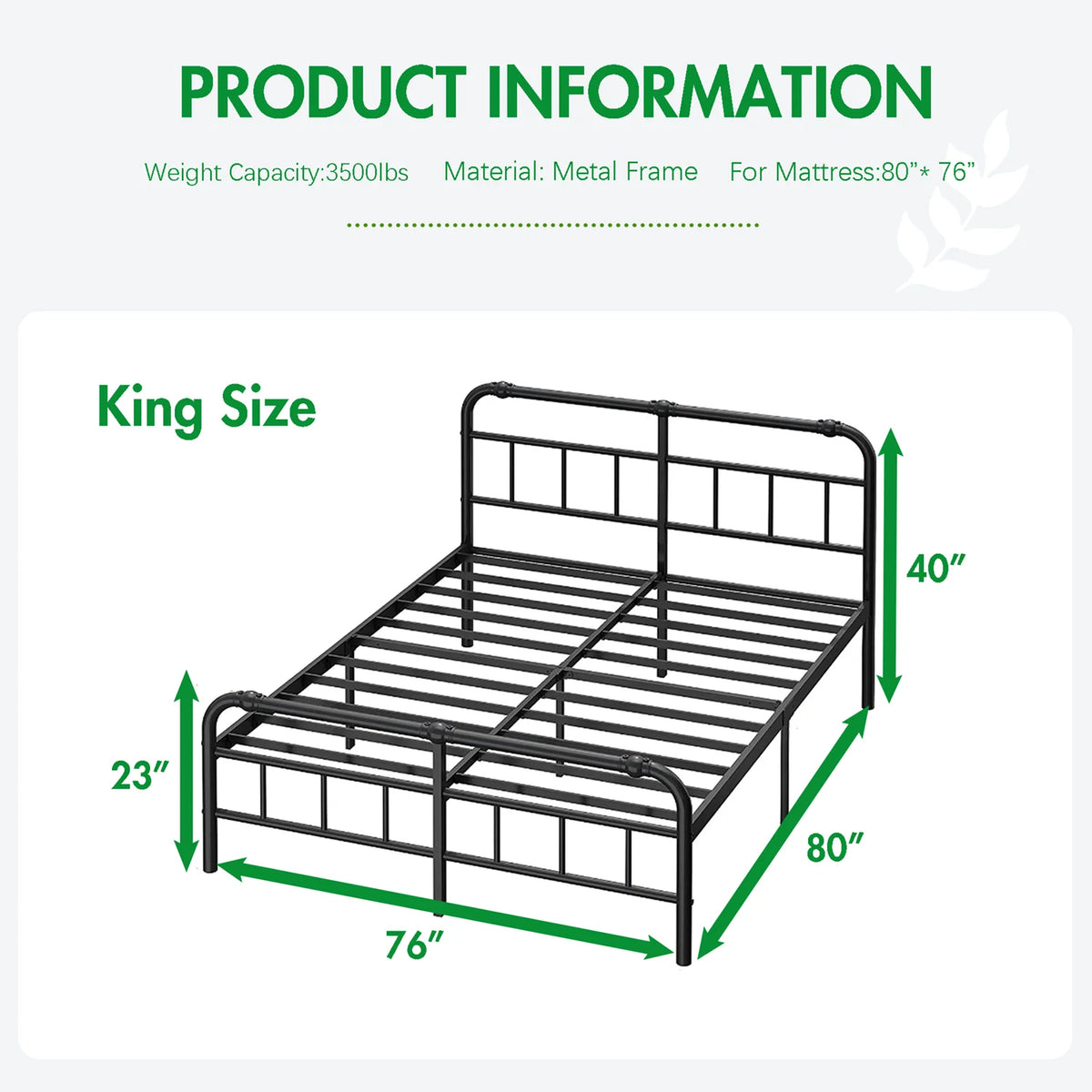 King Bed Frame with Headboard and Footboard L19781