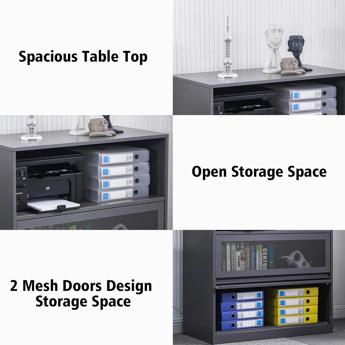 3-Tier Metal File Cabinet with Storage Shelf L74579