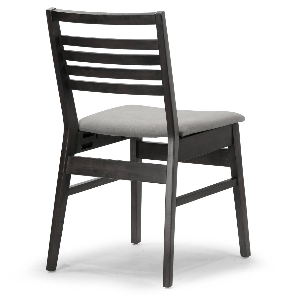 Set of 2 Black Wood Chair with Light Grey Fabric Seat and Ladder Back W316