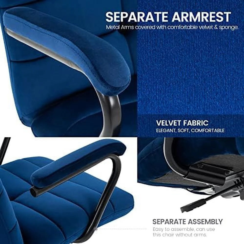 Velvet Upholstered Adjustable Swivel Task Chair with Wheels V627447
