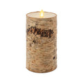 Flameless Candle Pillar with Real Birch Bark Moving Flame LED Battery Operated Lights Unscented (3.5 x 4.5-inch) L6961