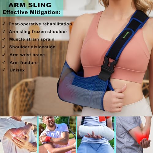 Medical Sling with Shoulder Pad for Arm, Wrist, Elbow, Clavicle Fracture Post-Surgery (Medium) M674744